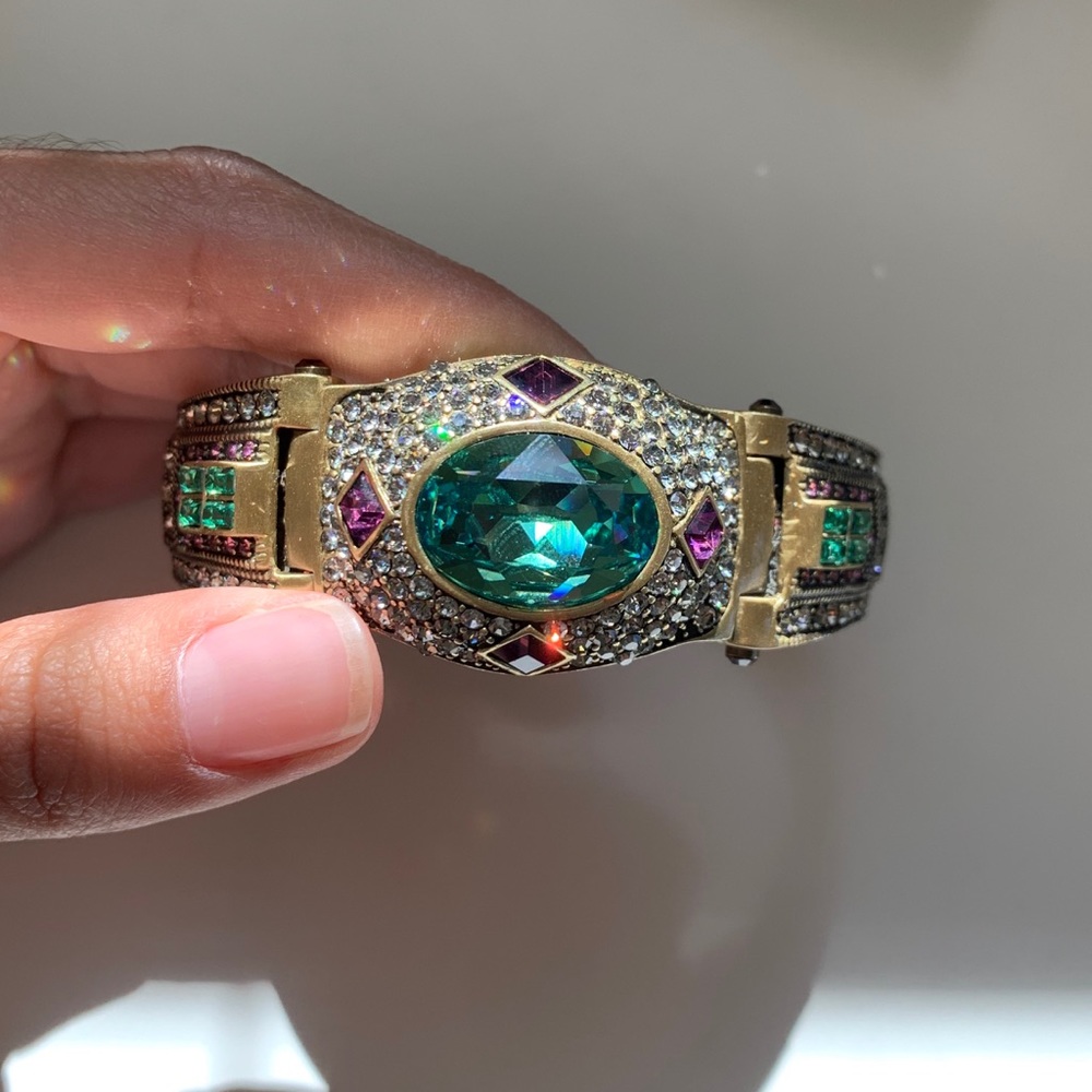 Heidi Daus Bedazzled Green and Gold Bracelet